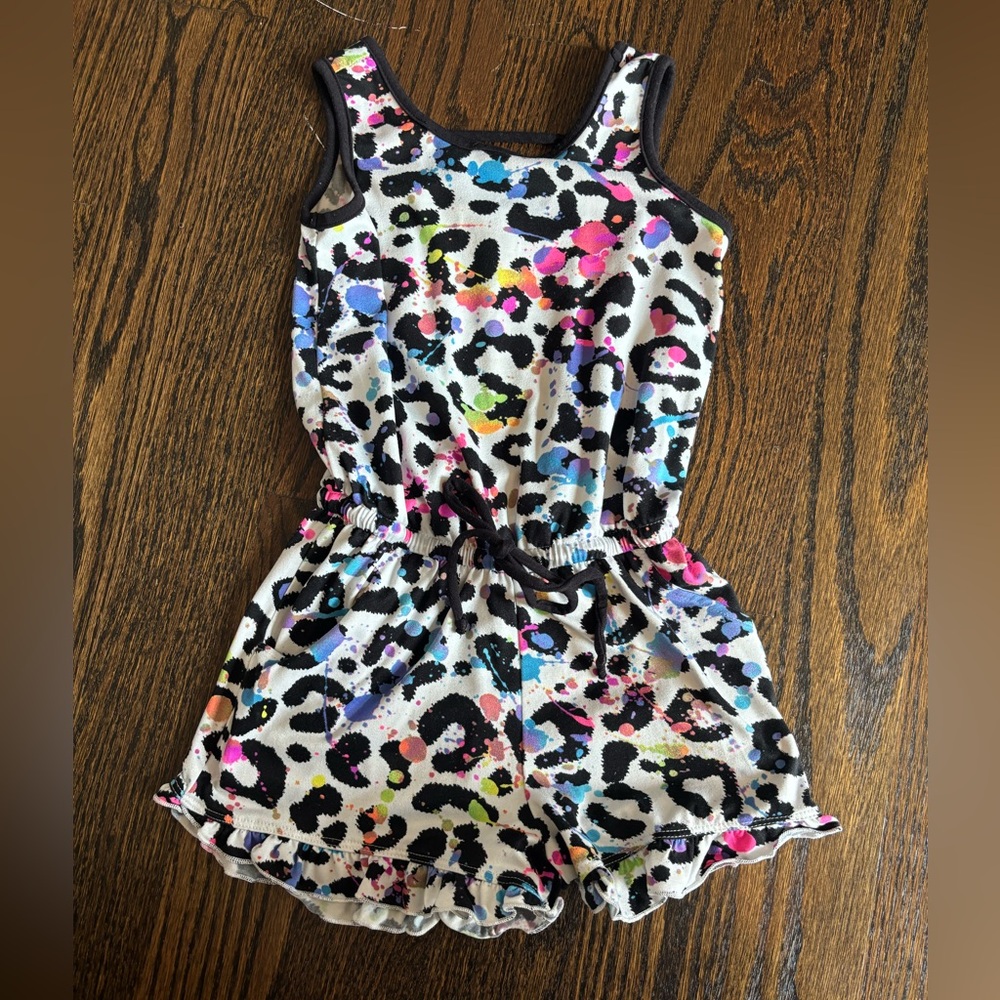Pixielane Splatter ruffle short romper size 5